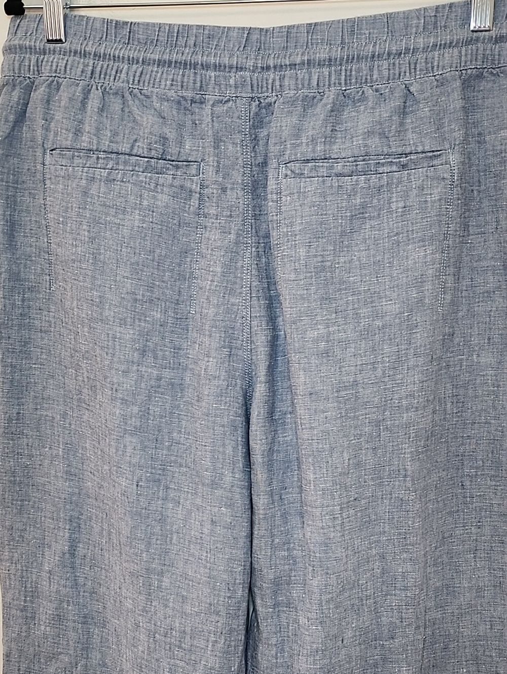 ATHLETA 100% LINEN Chambray Blue RETREAT Slit WIDE LEG Pants Sz 14 - Picture 14 of 16